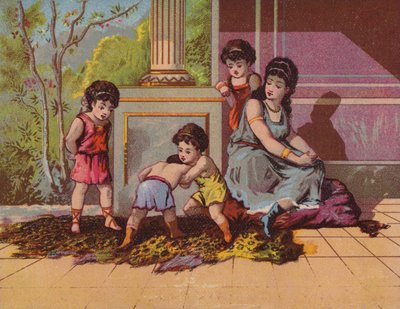 Romeinse dame met spelende kinderen door American School