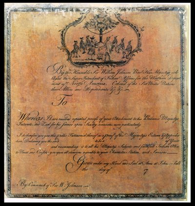 Sir William Johnsons (1715-74) Indian Testimonial, ca. 1770 door American School