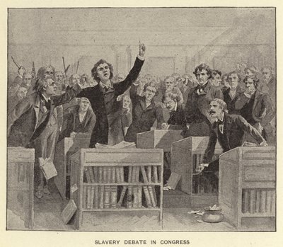 Slavernijdebat in het Congres (litho) door American School