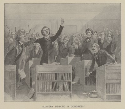 Slavernijdebat in het Congres (litho) door American School