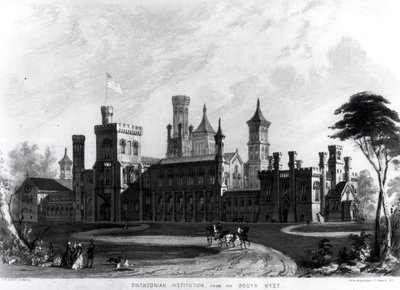 Smithsonian Institution vanuit het zuidwesten, uit 