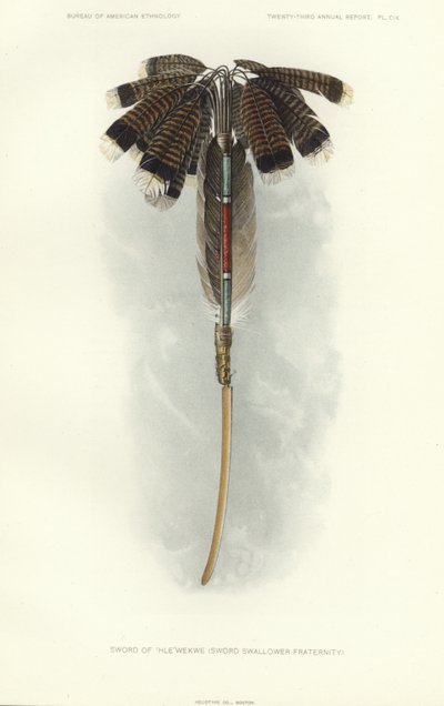 Zwaard van Thlewekwe (broederschap van zwaardvechters) (kleurenlitho) door American School