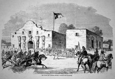 Het Alamo fort in San Antonio, hoofdkwartier van generaal Twiggs (1790-1862) door American School