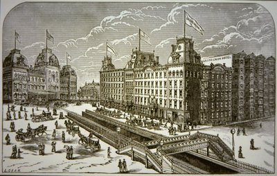 Het Grand Union Hotel, New York City (litho) door American School