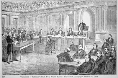 De afzetting van president Johnson in 1868, illustratie uit 
