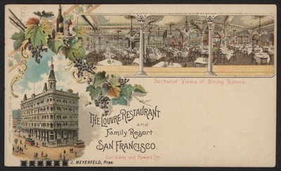 The Louvre Restaurant and Family Resort, San Francisco (gekleurde gravure) door American School