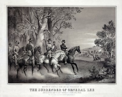 De overgave van generaal Lee, pub. 1866 (litho) door American School
