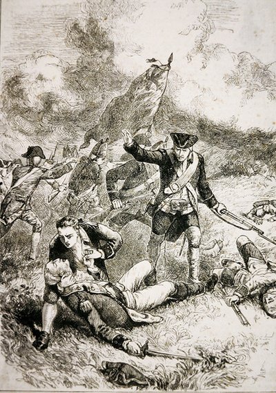 De dood van majoor John Pitcairn van de Britse mariniers bij de Slag om Bunker Hill door American School