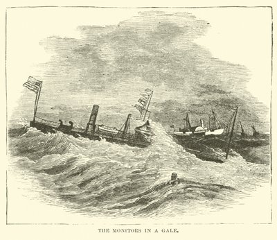 De monitors in een storm, december 1864 door American School