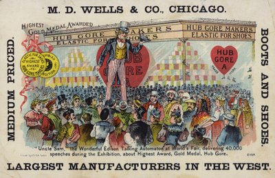 Uncle Sam houdt toespraak op wereldtentoonstelling door American School