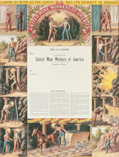 United Mine Workers-certificaat, 1890 door American School