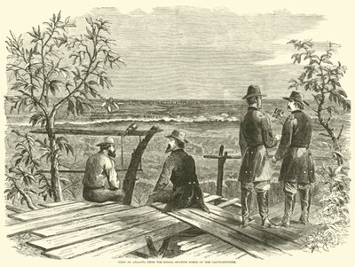 Uitzicht op Atlanta vanaf het seinstation ten noorden van de Chattahoochee, juli 1864 door American School