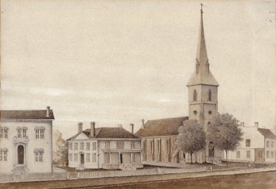 Gezicht op Petersburg, Virginia (aquarel op papier) door American School