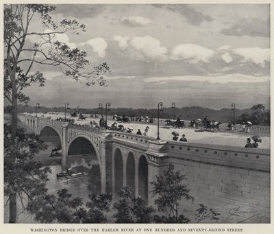 Washington Bridge over de Harlem River bij Honderdtweeënzeventigste Straat door American School