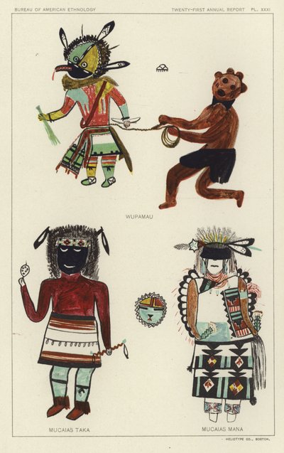 Wupamau, Mucaias Taka, Mucaias Mana (kleurenlitho) door American School