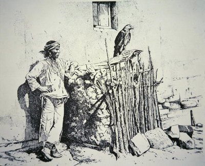 Zuni-stamlid met een adelaarskooi door American School