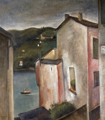 De huizen aan het meer door Amerigo Canegrati