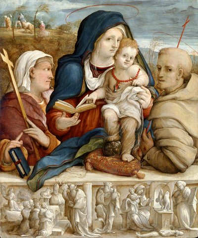 Maagd en kind tussen St. Helena en St. Franciscus, ca. 1520 door Amico Aspertini
