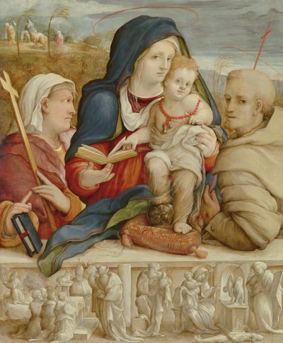 Maagd en Kind met St. Helena en St. Franciscus door Amico Aspertini
