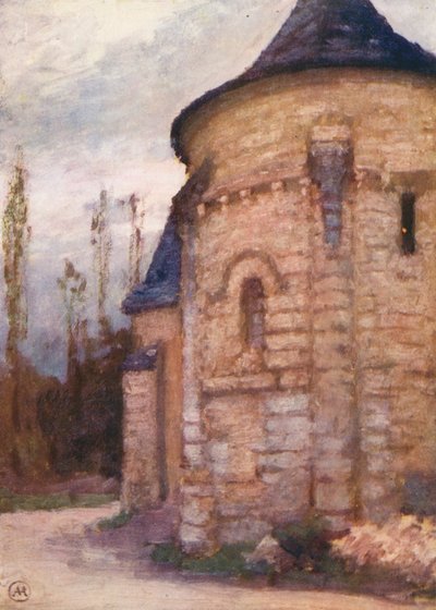Cravant Oude Kerk (kleur litho) door Amy B. Atkinson