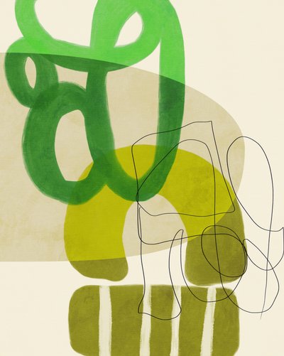 Geschilderde lijnen Groen Bruin 2 exemplaren door Ana Rut Bre