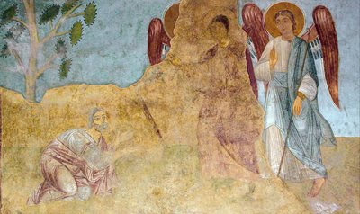 De Gastvrijheid van Abraham Oude Testament Drie-eenheid door Ancient Russian frescos