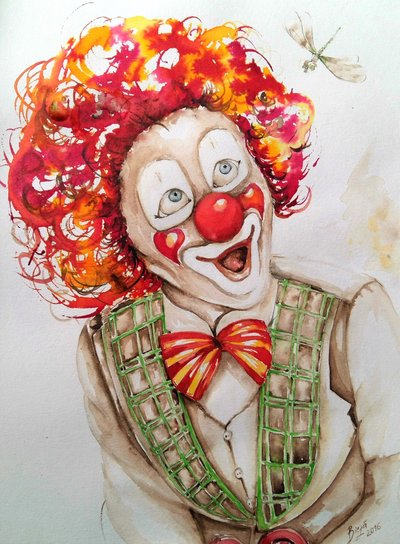 Vrolijke clown met libel door Anda Bieza