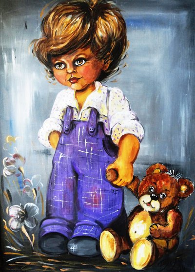 Lieve jongen en Teddy door Anda Bieza
