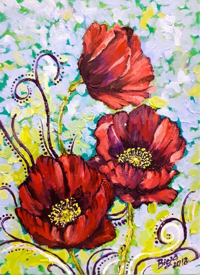 Levendige papaverbloemen door Anda Bieza