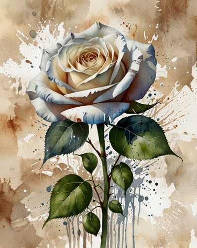 Witte aquarelroos door Anda Bieza