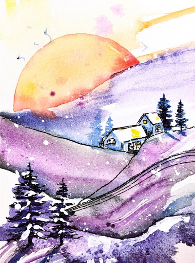Winter Moon-hut door Anda Bieza