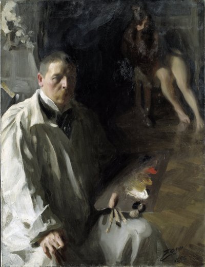Zelfportret met model door Anders Leonard Zorn