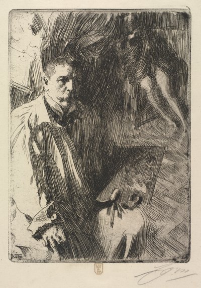 Portret van de kunstenaar en zijn model door Anders Leonard Zorn