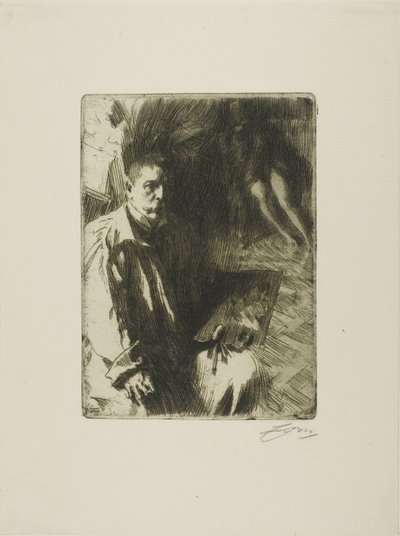 Zelfportret met Model II door Anders Leonard Zorn