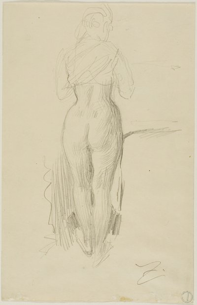 Staande vrouwelijke figuur van achteren gezien door Anders Zorn