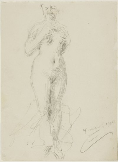 Staande vrouwelijke naakt door Anders Leonard Zorn