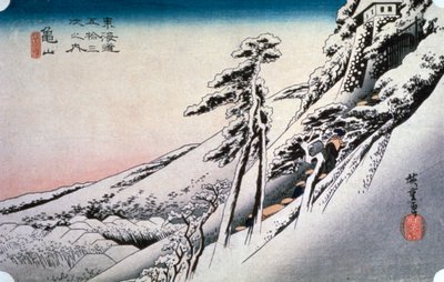 Helder Weer na Sneeuw bij Kameyama, van 53 stations van Tokaido, 1832 door Ando Hiroshige