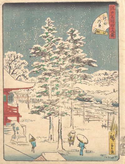 Kanda Tempel Sneeuw, 1861 door Ando Hiroshige