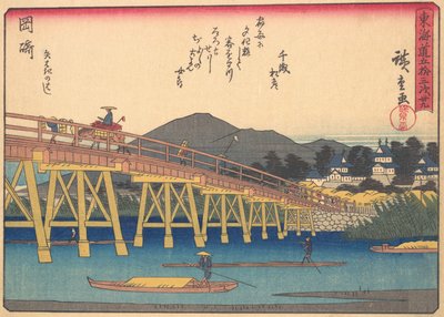 Okazaki, uit de serie De Drieënvijftig Stations van de Tokaido-weg, begin 20e eeuw door Ando Hiroshige