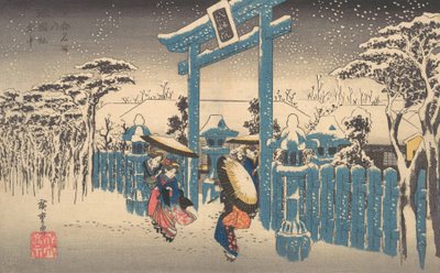 Het Gion-heiligdom in de sneeuw, ca. 1832 door Ando Hiroshige