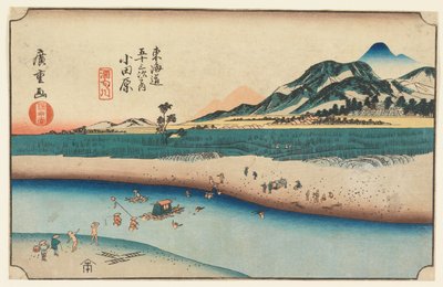 Houtsnede uit Tokaido Gojusan Tsugi-na Uchi (Drieënvijftig stations op de Tokaido) door Ando Hiroshige