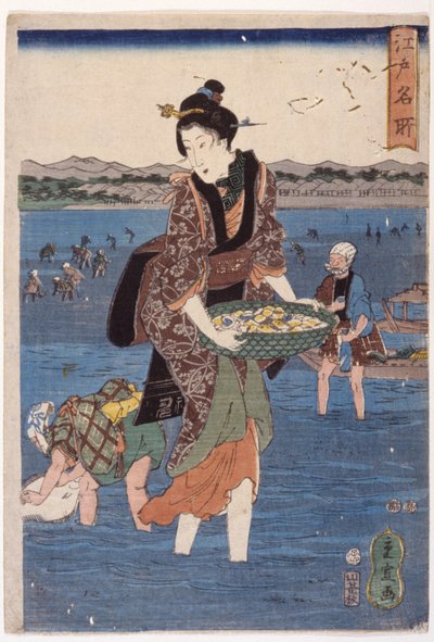 (Grote Wadende Vrouwelijke Figuur) door Ando or Utagawa Hiroshige