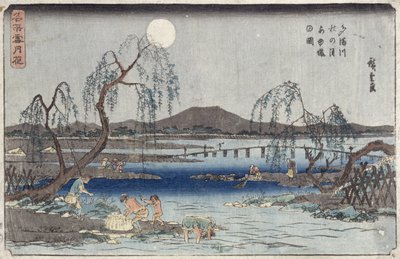 Vissen Vangen bij Maanlicht op de Tama Rivier, uit de serie 