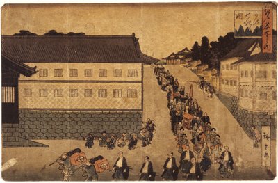 Processie van de Daimyo door Ando or Utagawa Hiroshige