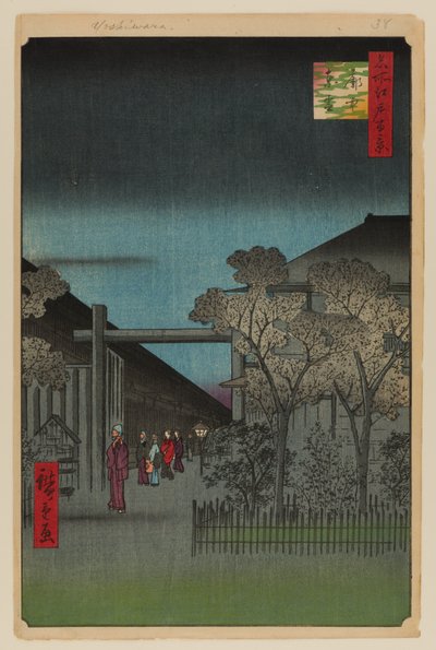 Dageraad in de Yoshiwara door Ando or Utagawa Hiroshige