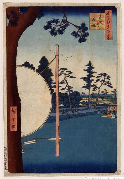 Japanse prent: De renbaan in Takata (Tokyo, Japan). (Serie honderd beroemde uitzichten van Edo) door Ando or Utagawa Hiroshige