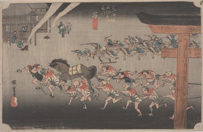 Festival bij Atsuta-schrijn door Ando or Utagawa Hiroshige