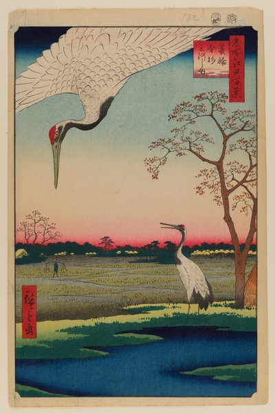 Minowa, Kanasugi, Mikawashima door Ando or Utagawa Hiroshige