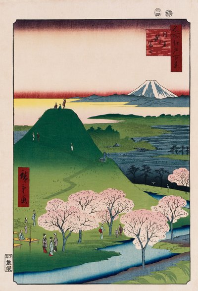Nieuwe Fuji, Meguro, uit de serie Honderd Zichten op Beroemde Plaatsen in Edo door Ando or Utagawa Hiroshige