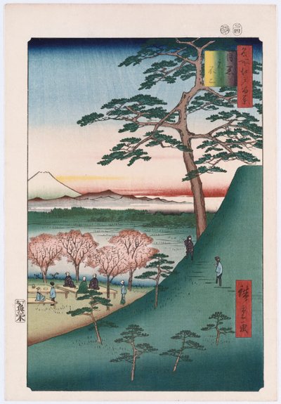 Originele Fuji, Meguro, uit de serie Honderd Uitzichten van Beroemde Plaatsen in Edo door Ando or Utagawa Hiroshige